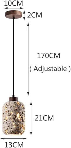 Miniatura 4 de Mid Century Vintage Pendant Lights Modern Industrial Yellow Travertine Chandelier Natural Hollowout Cylinder Hanging Lamp for Foyer Staircase Hallway