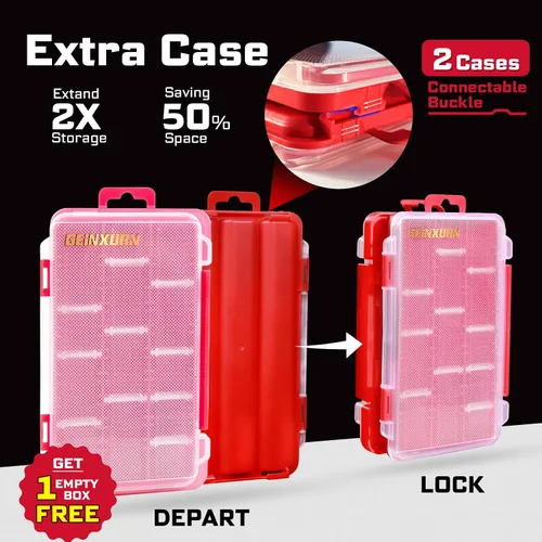 Miniatura 4 de Geinxurn Organizador pequeño de piezas de almacenamiento plano, 2 piezas, caja de herramientas de plástico transparente portátil rojo