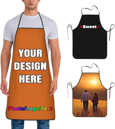 Miniatura 33 de Delantal de chef personalizado para hombres y mujeres, para cocinar, con nombre, logotipo, foto, regalos de cocina para familiares y amigos