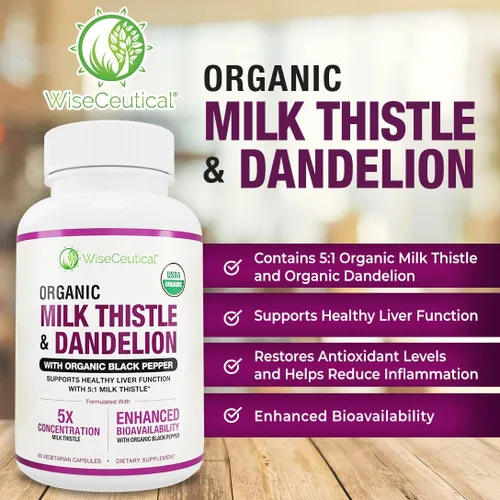 Miniatura 7 de Max Absorption USDA Organic Milk Thistle Potente 5:1 Extracto concentrado (2000 mg de fuerza) y raíz de diente de león orgánica Flavonoide
