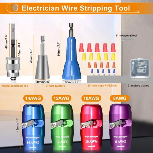 Miniatura 2 de Luckyway - Pelacables de alambre para taladro con herramienta profesional de pelado y torsión de alambre para electricistas, herramienta de torsión