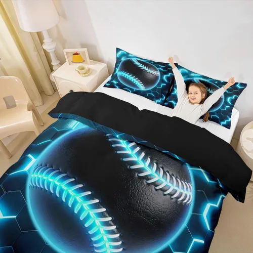Miniatura 10 de Erosebridal Sports Duvet Cover Football Patchwork Bedding Sets, Geometric Ball Pattern Bed Cover Rugby Game Bed Set Twin