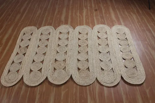 Miniatura 5 de Alfombra de área kilim de 2 x 3 pies, alfombra trenzada de yute beige, alfombra geométrica kilim de 0.27 pulgadas, alfombra de tejido plano