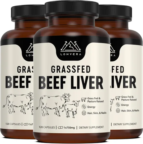 Miniatura 11 de Lonvera Suplemento de Hígado de Res Alimentado con Pasto – 3000 mg de Órganos Desecados Liofilizados – Fuente de Nutrientes para Articulaciones