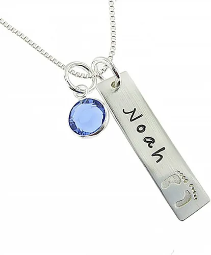 Mi pequeño collar personalizado con mi nombre de acero inoxidable Personalizado con el nombre de un niño, grabado con unos pies de bebé. Añade a tu