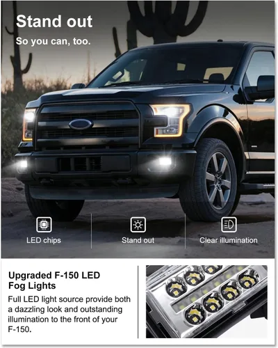 Miniatura 3 de Kiwi Master Faros antiniebla F150 mejorados para Ford F-150 2015-2020 – Kit de montaje de luces antiniebla LED de 4 pulgadas, juego de lámparas