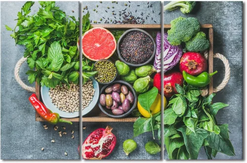 Miniatura 9 de Arte de pared con frutas y verduras, surtido de frutas y verduras frescas, lienzo, pósteres de pintura de frutas y verduras, decoración de pared, 3