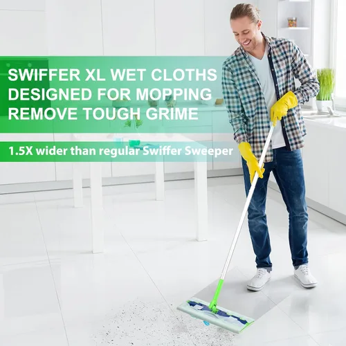 Miniatura 5 de 20 unidades de paños húmedos XL para Swiffer Sweeper XL Mop - Recambios desechables de almohadillas húmedas extra grandes - Recambios de paños