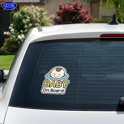 Miniatura 3 de GEEKBEAR Etiqueta engomada del coche del bebé a bordo, diseño del personaje, reflectante, resistente a la intemperie (01. Niño básico)