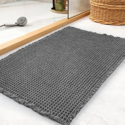 Miniatura 15 de tchdio Tapete de baño con borlas, súper absorbente, antideslizante, ultrasuave, lavable a máquina, con borlas, para el suelo del baño, junto a