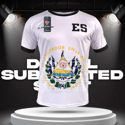 Miniatura 2 de Fury Camiseta de fútbol El Salvador - Camisa unisex blanca y negra para todos los salvadoreños