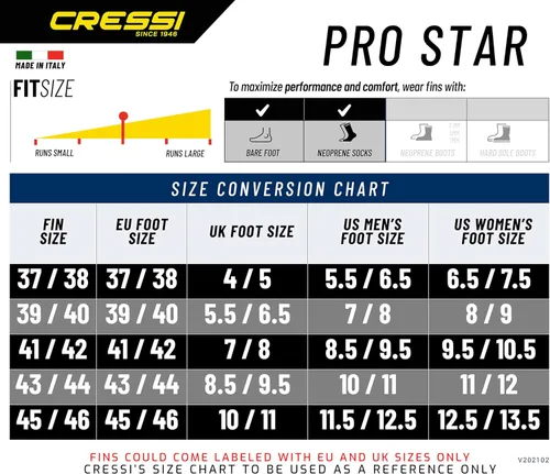 Miniatura 5 de Cressi Aletas de buceo con bolsillo para pies completos para adultos, Pro Star: fabricadas en Italia Amarillo