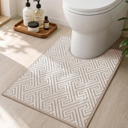 Miniatura 31 de YIHOUSE Beige Bathroom Rugs 17"x24", Quick Dry Non Slip Bath Rug, Absorbent Machine Washable Thin Bath Mat for Restroom Floor Tub Laundry Room Home