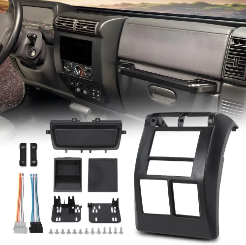 Miniatura 11 de PIT66 Cubierta de bisel para panel de salpicadero, compatible con Ford F150 F250 F350 1992-1997 cubierta de tablero