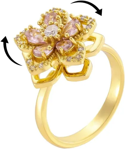 Miniatura 12 de Sunflower Ring Spinning Fidget Rings for Anxiety Open Adjustable Spinner Sun Ring Creative Relieving Stress Rotating Jewelry