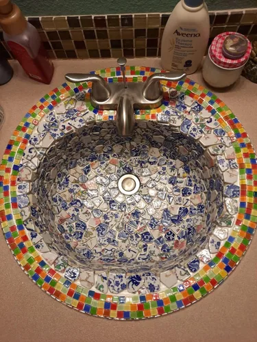 Miniatura 4 de Azulejos de mosaico de cerámica de porcelana de 1.1 libras, azulejos de mosaico irregulares rotos para suelo de manualidades, cocina, piscina