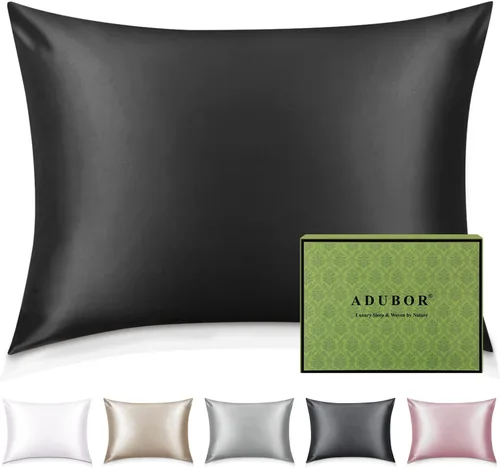 Miniatura 42 de Adubor Funda de almohada 100% de seda, fundas de almohada de seda de morera, 22 fibras de grado Momme 6A, funda de almohada de seda para la salud