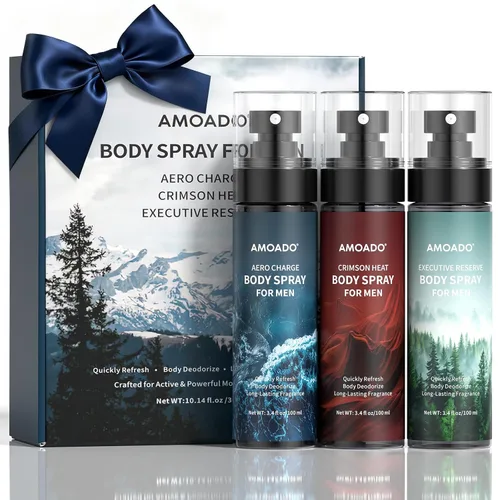 AMOADO Set de Spray Corporal para Hombres – Spray Corporal para Hombres, Spray Refrescante de Niebla Corporal Desodorante, Set de Regalo de Colonia