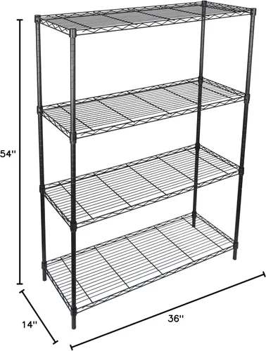 Miniatura 10 de SUPER DEAL Estantería de alambre de almacenamiento resistente de 4 estantes negros para restaurante, garaje, despensa, cocina, estante de garaje
