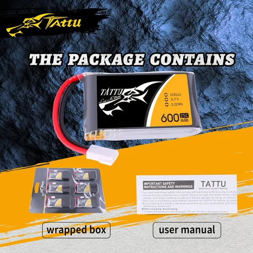 Miniatura 7 de TATTU Paquete de 6 baterías LiPo de 3.7 V 600 mAh 25C 1S con enchufe Molex compatible con Syma X5 X5C X5SW X5SC-1 CX-3W CX-31 M68 M68R UDI UDI U45