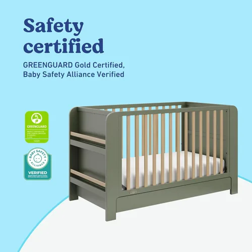 Miniatura 7 de Graco Read-with-Me Cuna convertible 4 en 1 con cajón (Oliva con madera flotante) - Certificado GREENGUARD Gold Se convierte en cama infantil, cama