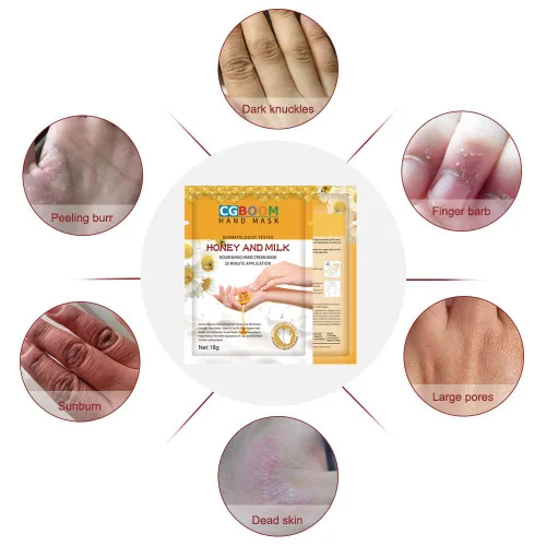 Miniatura 5 de CGBOOM 3 pares de máscaras de manos, guantes hidratantes, mascarilla renovadora para reparación de piel de manos, colágeno infundido, vitaminas +