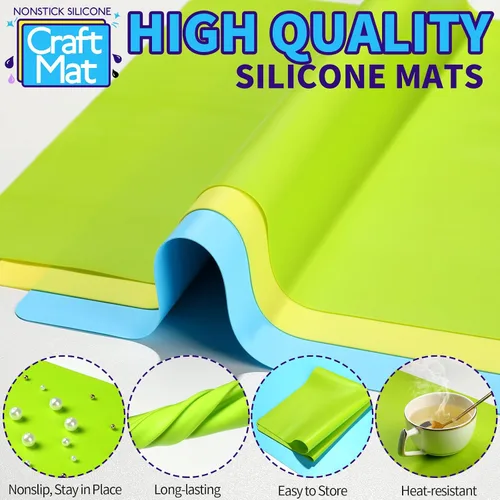 Miniatura 3 de LEOBRO Alfombrillas de silicona, 3 alfombrillas de silicona para manualidades, moldes de resina, tapete de masa de juego, tapete de silicona