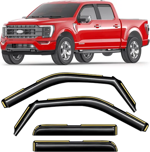 Miniatura 35 de Protectores de lluvia en canal para Ford F250-F550 1999-2016 Super Duty SuperCrew Protector de lluvia de ventana, deflectores de ventana extra