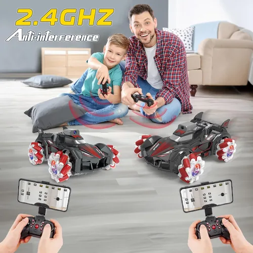 Miniatura 5 de Yasola Auto RC con cámara para niños, control remoto giratorio de 360° de alta velocidad, vehículo de acrobacias de juguete para niños y niñas