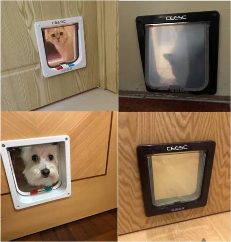 Miniatura 2 de CEESC Puerta para gatos extragrande (tamaño exterior 11 x 9.8 pulgadas), puerta grande para gatos con bloqueo de 4 vías para puertas interiores