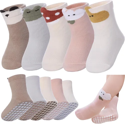 Miniatura 11 de LANLEO Calcetines para bebé y niños pequeños con agarre, calcetines antideslizantes para bebés, niñas y niños, con pinzas, de 6 meses a 5 años