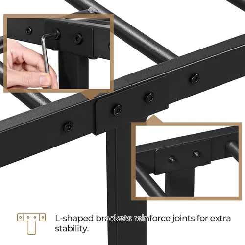 Miniatura 6 de Yaheetech Base de cama King con plataforma y cabecero victoriano, capacidad de 800 libras, espacio debajo de la cama de 12.6 pulgadas, no necesita