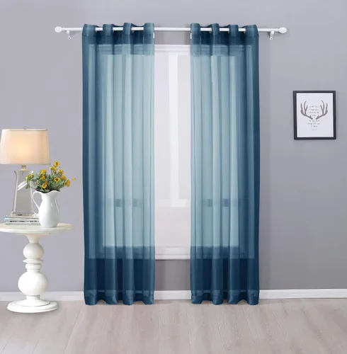 Miniatura 27 de Interior Trends Ariana - Juego de 2 cortinas de gasa transparente totalmente cosida con ojales (63 pulgadas de largo, beige)