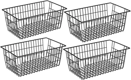 Miniatura 11 de Slideep Cestas de alambre para congelador, cesta de almacenamiento con asas, almacenamiento de alimentos para armarios de cocina, despensa, armario