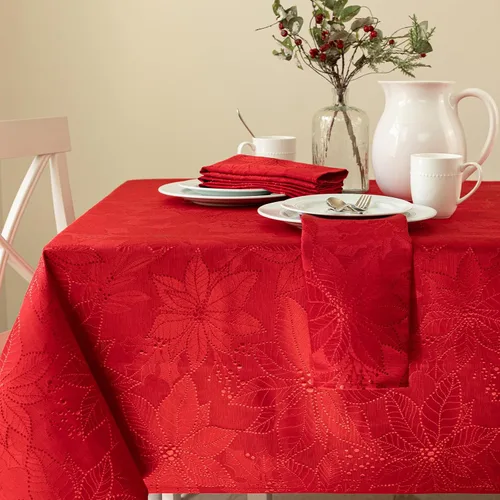 Miniatura 10 de Benson Mills - Mantel de tela de damasco Poinsettia Legacy, para fiestas, invierno y Navidad