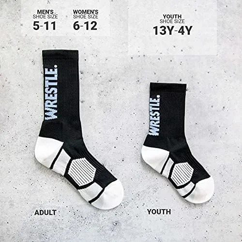 Miniatura 3 de ChalkTalkSPORTS Calcetines tejidos de media pantorrilla atléticos de lucha libre Comer duerme lucha libre Negro Tallas juveniles y adultos