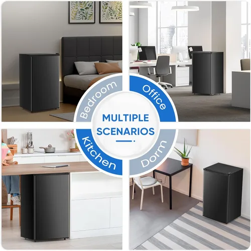 Miniatura 3 de NEWBULIG Mini refrigerador con congelador de 3.2 pies cúbicos para oficina, dormitorio, refrigerador pequeño con termostato ajustable, ahorro