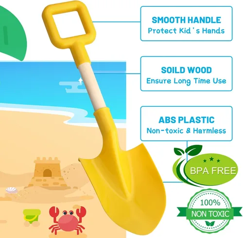 Miniatura 3 de Amarlozn Palas de arena de playa de juguete para niños, kit de herramientas de jardinería jumbo, pala de plástico ABS de madera resistente de 16
