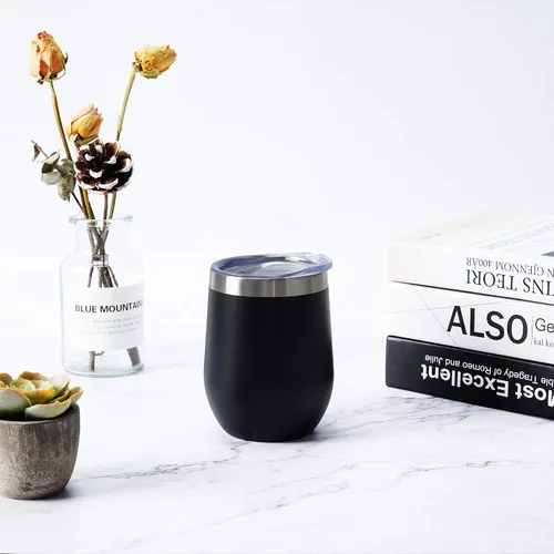 Miniatura 3 de Lifecapido Paquete de 4 copas de vino de acero inoxidable de 12 onzas sin tallo, vaso de vino aislado, vasos de vino de acero inoxidable con tapas