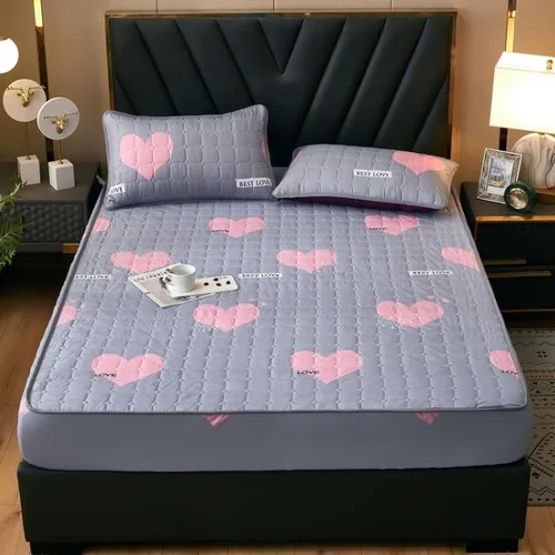 Miniatura 17 de FCLDESHOP Funda de cama, sábanas bajeras gruesas y acolchadas de color sólido, para habitación de los niños, con estampado de animé, geometría, 59.1