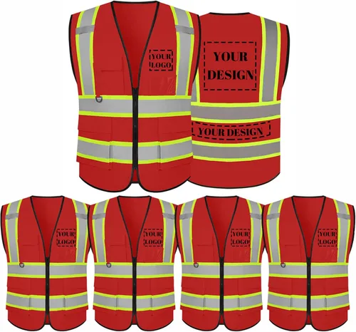 Miniatura 20 de Chaleco de seguridad reflectante de alta visibilidad con 5 bolsillos y cremallera clase 2 para adultos, unisex, ropa de trabajo de seguridad