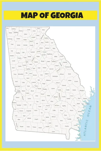 Póster grande del condado de Georgia, póster laminado de 12 x 18 pulgadas con colores brillantes e imágenes vívidas, encaja perfectamente en muchos