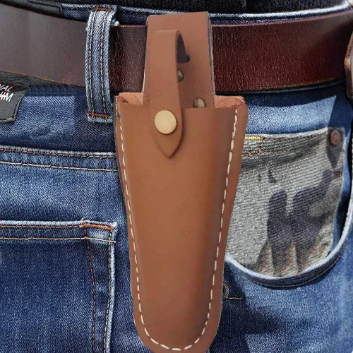Miniatura 3 de Paquete de 2 alicates de cuero para cinturón, cinturón de jardinería con soporte para podadoras, funda de cuero para herramientas para tijeras