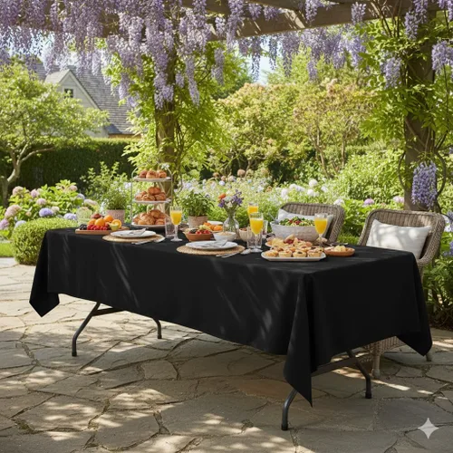 Miniatura 2 de Your Chair Covers - Mantel rectangular de poliéster sin costuras de alta calidad de 60 pulgadas de ancho x 102 pulgadas de largo - Negro - Mantel