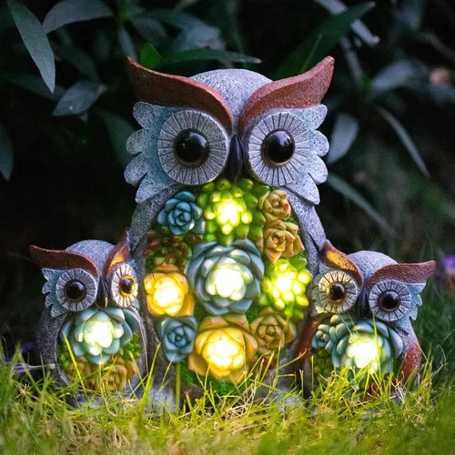 Miniatura 13 de Candieslife Estatua de jardín de oso solar con colmena brillante y cachorro, figura LED para exteriores, decoración para patio, césped, arte