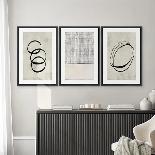 Miniatura 566 de SIGNWIN Lienzo enmarcado para pared, arte con pinceladas de flujo neutro en tonos beige abstractos, ilustraciones, arte moderno, decorativo
