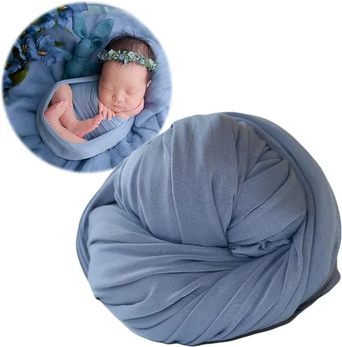 Zeroest Fotografía de recién nacido envoltura elástica para niño y niña, accesorios de fotografía, manta elástica para bebé (azul)