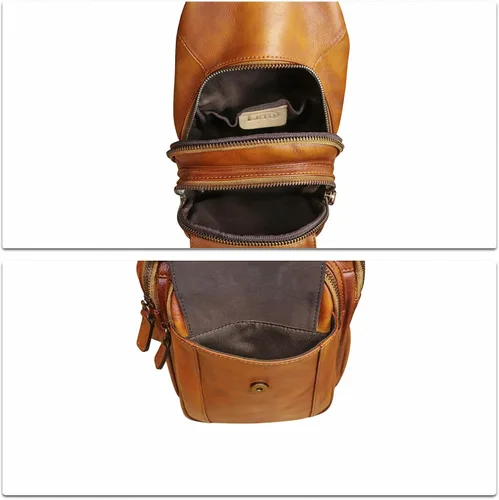 Miniatura 7 de LRTO Bolso de cuero genuino para hombres y mujeres retro de cuero real bandolera bandolera bandolera bolso de pecho