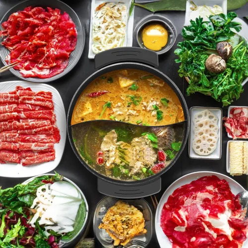 Miniatura 9 de Food Party Olla Caliente Eléctrica con Divisor Hotpot Olla Eléctrica Hopot Cocinador Shabu Shabu Olla 110V 1200W Antiadherente 6-Quart Libre de BPA