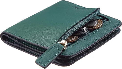 Miniatura 2 de Gostwo - Cartera compacta de piel genuina de lujo para mujer con bloqueo de RFID y ventana de identificación